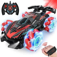 Detailed information about the product Remote Control Stunt Car, Gesture Sensing RC Cars for Boys Girls, 2.4GHz 4WD Remote Control Car with 360 Degree Rotating, Lights and Spray (Red)