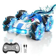 Detailed information about the product Remote ControlDrift Stunt Car 2.4 GHz 4WD Double-Sided 360 Degree Rotating RC Crawler with LED Lights Music Spray-Blue