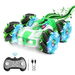 Remote ControlDrift Stunt Car 2.4 GHz 4WD Double-Sided 360 Degree Rotating RC Crawler with LED Lights Music Spray-Green. Available at Crazy Sales for $34.99