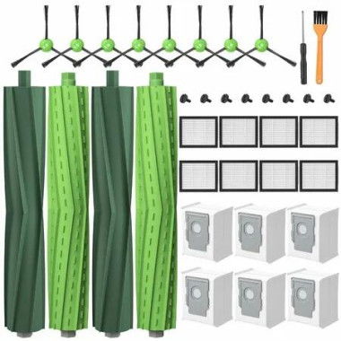Replacement Parts for iRobot Roomba j7(7150) j7+ (7550) i3 i3+ i4 i6 i6+(6550) i7(7150) i7+(7550) i8 i8+ Robot Vacuum, 2 Sets Roller Brushes,8 HEPA Filters,8 Side Brushes,6 Dust Bags,4 Screws