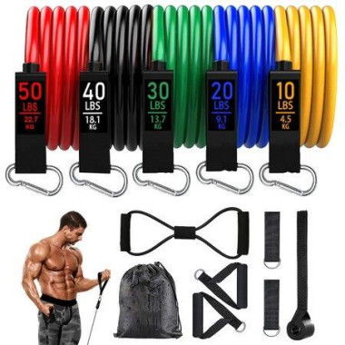 Resistance Band Set Exercise Bands With Door Anchor Handles Legs Ankle Straps For Muscle Training Physical Therapy Shape Body