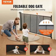 Detailed information about the product Retractable Baby Gate, 34.2' Tall Mesh Baby Gate, Extends up to 60' Wide Retractable Gate for Kids or Pets, Retractable Dog Gates for Indoor Stairs, Doorways, Hallways, Playrooms, Black