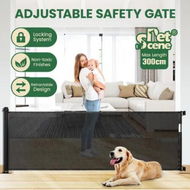 Detailed information about the product Retractable Baby Gate Safety Cat Enclosure Indoor Pet Dog Fence Guard Barrier Stairs Doorway Security 300cm Black