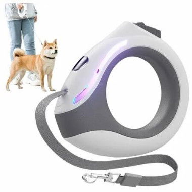 Retractable Dog Leash with Flashlight 118 in Round Handle Dog Leash with Lock for Small and Medium Dogs