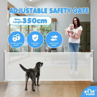 Detailed information about the product Retractable Safety Gate Dog Cat Pet Enclosure Fence Safe Guard Barrier for Stairs Doorway Security Mesh Fencing 350cm White