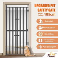 Detailed information about the product Retractable Safety Gate Pet Dog Cat Extra Tall Fence Enclosure Barrier Safe Guard Security Fencing for Doorway Stairs Kitchen 190 to 250cm Black