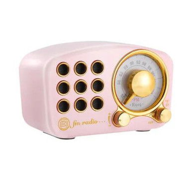 Retro Bluetooth Speaker, Vintage FM Radio with Old Fashioned Classic Style, Loud Volume, Bluetooth 5.0 Wireless Connection, Pink