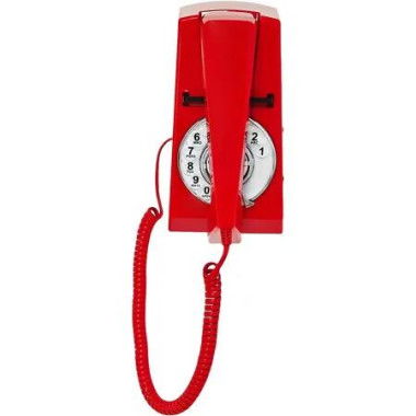 Retro Corded Wall Phone, Vintage Landline Wall Telephone, Old Fahsion Wall Mounted Rotary Dial Phone for Home Office Hotel School (Red)