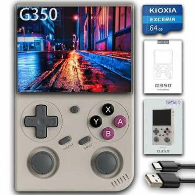 Retro Game Console,Linux System RK3326 Built-in 64G TF Card 4371 Games,3.5-inch IPS Screen,WiFi,Bluetooth 4.2,HDMI Output,3200mAh Battery (G350 White)