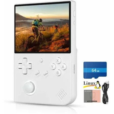 Retro Handheld Game Console 4 inch IPS Screen Joystick RGB Lighting Linux 64-bit System Video Gaming Console Supports 5G WiFi Bluetooth Color White