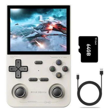 Retro Handheld Game Console, Supports 9000+ Games, Equipped with 64G TF Card, Portable Mini Retro Video Games Console, 3.5 inch IPS Screen (White)