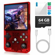 Detailed information about the product Retro Handheld Game Console with 64G Built-in 18000+ Classic Games Portable Hand Held Open Source Linux System 4 Inch IPS Screen Video Player(Red)