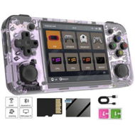 Detailed information about the product Retro Handheld Game Console,3.5 Inch IPS Screen Built-in 64G TF Card 5528 Games Support HDMI TV Output 5G WiFi Bluetooth 4.2 (Transparent Purple)