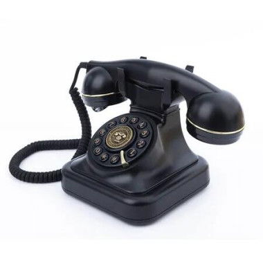 Retro Landline Telephone with Corded Dial Button Classic Telephone Antique Telephone with Redirect Function for Home Office (Black)