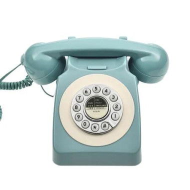 Retro Telephone, Classic Landline Telephone Vintage Old Fashioned Corded Telephone, Blue