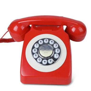 Retro Telephone, Classic Landline Telephone Vintage Old Fashioned Corded Telephone, Red