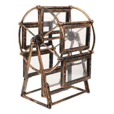Retro Vintage Rotating 12 Photos Ferris Wheel Picture Frame, 4 inch Photo Frame Shows for DIY Family Home Decor Christmas Birthday Decor