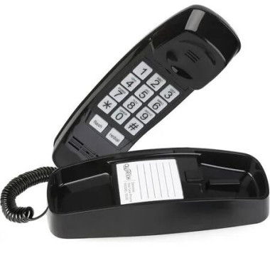 Retro Wall Phone with Big Button Lighted Keypad, No AC Power Required, Loud Visual Ringer, Volume Control, Vintage Corded Phone for Home Office,Black