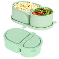 Detailed information about the product Reusable Silicone Containers With Lids,Lunch Box,2 Compartments,Portable Silicone Food Storage Box For Picnics,School,And Office Color Green