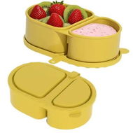 Detailed information about the product Reusable Silicone Containers With Lids,Lunch Box,2 Compartments,Portable Silicone Food Storage Box For Picnics,School,And Office Color Yellow