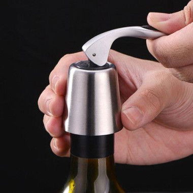 Reusable Wine Stopper Stainless Steel Wine Bottle Stoppers Plug With Silicone Wine Toppers Stopper 1 Pack