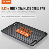 Detailed information about the product Reversible Grill/Griddle 9.7'x16.7' Pre-Seasoned Cast Iron Griddle Rectangular Double Burner Griddle Pan Non-Stick Family Pan Cookware with Handles