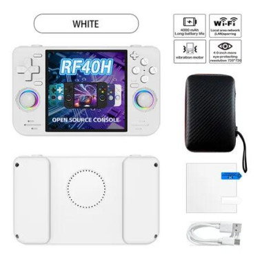 RF40H 64G Retro Handheld Game Console, 4.0 Inch 720x720 IPS Screen, Built-in 18,000+ Classic Game, Portable Hand Held Open Source Linux System, White