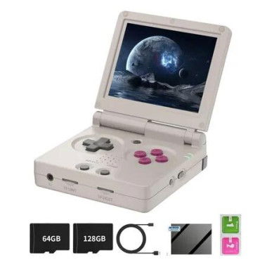 RG35XXSP Retro Clamshell Games Consoles Built-in 64G+128G TF Card 10000+ Games Portable Style Flip Hand Held Game Video Consoles Linux System Gray