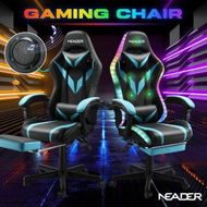 Detailed information about the product RGB LED Gaming Chair Home Office Computer Racing Desk Massage Seat Bluetooth Speaker PU Leather High Back Recliner Headrest Footrest Black