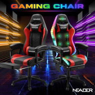 Detailed information about the product RGB LED Gaming Chair Home Office Massage Computer Racing Desk Executive Armchair High Back Headrest Footrest Lumbar Pillow Seat PU Red