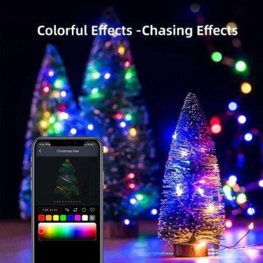 RGB Smart Fairy String Lights 20m 200 LED Usb DIY Twinkle Lights Remote App Controlled 12 Modes For Bedroom Christmas PartiesWeddingDecoration