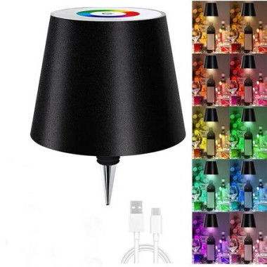 RGB Wireless Bottle Lampï¼ŒWine Bottle Lights, 16 Million Colors Stepless Dimming Bottle Lamp Shade, for Decorating Living Rooms, Parties, Bars, Black