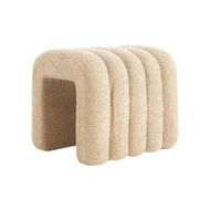 Detailed information about the product Ridge Arch Ottoman Stool Teddy Fleece Fabric Foot Rest 45cm BEIGE
