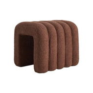 Detailed information about the product Ridge Arch Ottoman Stool Teddy Fleece Fabric Foot Rest 45cm BROWN