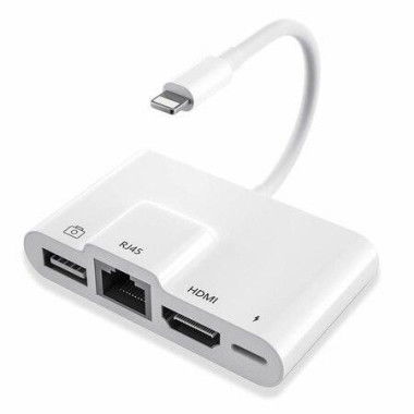 RJ45 Ethernet Adapter 4 In 1 Lightning To HDMI 1080P HD Network LAN Wired USB Data Sync Charging Card Reader