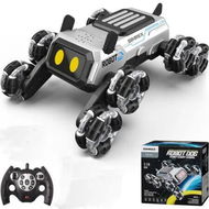 Detailed information about the product Robot Dog RC Stunt Toys, Remote Control Car with LED Eyes Mecanum Wheels and 3 Sound Effects, Birthday Gift for Boys Girls