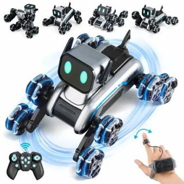 Robot Dog RC Toy 8WD Remote Control 2.4Ghz All Terrain RC Stunt-Car,Remote Control Gesture Control Watch Christmas Birthday Gifts for Boys Girls Age 8-12