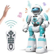 Detailed information about the product Robot Toys for Kids, Remote Control Robot with Record Voice and Gesture Sensing Control, Programmable Music Dancing Functions (Blue and White )