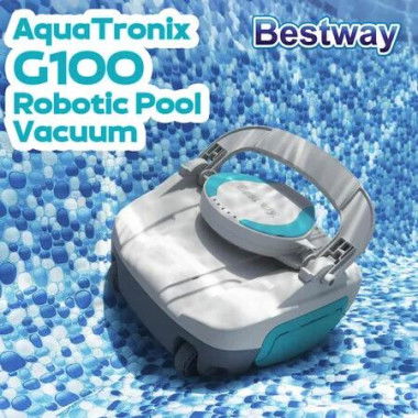 Robotic Pool Cleaner Cordless Automatic Vacuum Cleaning System Robot Rechargeable Power Portable for Bestway Flat Bottom Above Ground Swimming Pools