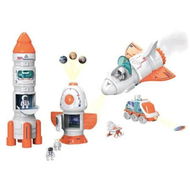 Detailed information about the product Rocket Spaceship Return Capsule Rover 3 People Lunar Rover Set Space Assembly Toy DIY Rocket Spaceship with Light Projection Toy for Ages 7 and Up