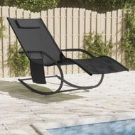 Detailed information about the product Rocking Sun Lounger Black Steel And Textilene