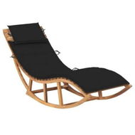 Detailed information about the product Rocking Sun Lounger with Cushion Solid Teak Wood