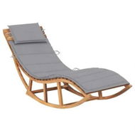 Detailed information about the product Rocking Sun Lounger with Cushion Solid Teak Wood