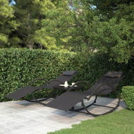 Detailed information about the product Rocking Sun Loungers 2 Pcs Black Steel And Textilene