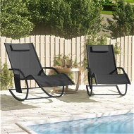 Detailed information about the product Rocking Sun Loungers 2 Pcs Black Steel And Textilene