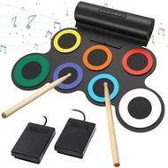 Detailed information about the product Roll-Up Drum Practice Pad and MIDI Drum Kit with Built-in Speaker, Pedals, and Sticks: Perfect for Kids