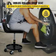 Detailed information about the product Rolling Garage Stool 135KG Adjustable Mechanic Work Shop Seat w/Casters