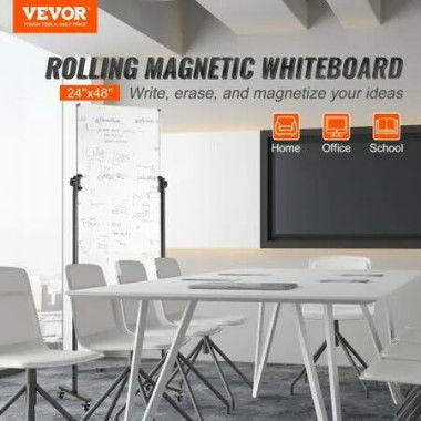 Rolling Magnetic Whiteboard Double-sided Mobile Whiteboard 24 x 48 inch