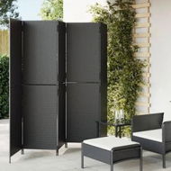 Detailed information about the product Room Divider 5 Panels Black Poly Rattan