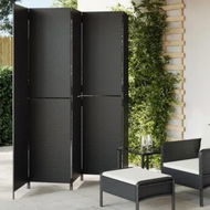 Detailed information about the product Room Divider 5 Panels Black Poly Rattan